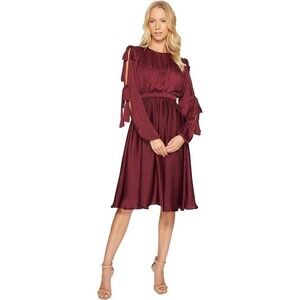 NWT CATHERINE MALANDRINO Wine Modest Romantic Feminine Cocktail Dress SIZE 4